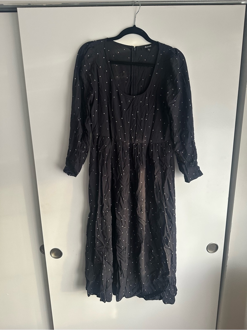 Madewell Black Polka Dot (Stars) Midi Dress